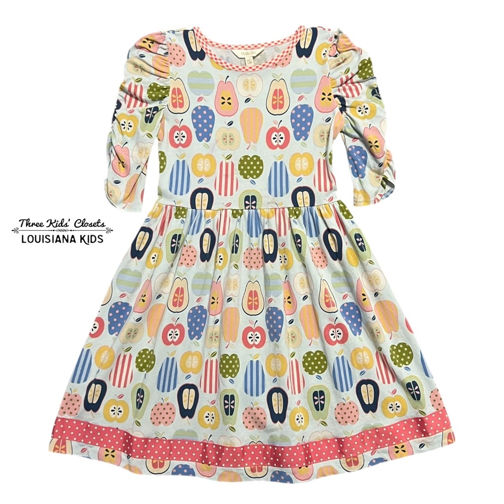 Matilda Jane 8Y Adventure Begins Class President Apple Pear Print Lap Dress